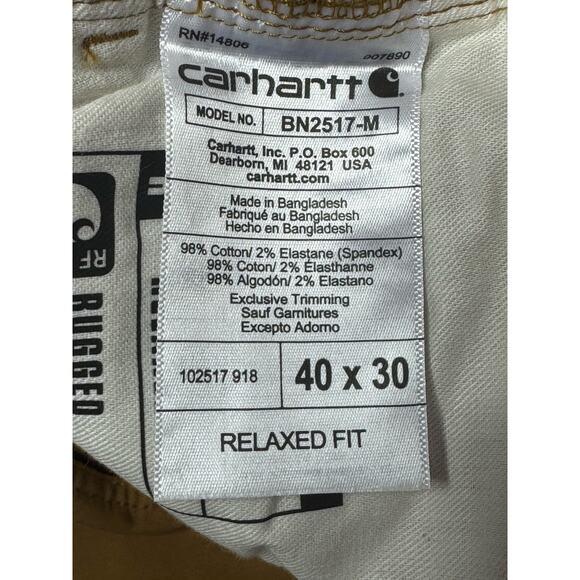 Carhartt Men's Relaxed Fit Straight Leg Tan Denim Jeans - Size 40x30 (41x30) - Picture 6 of 6